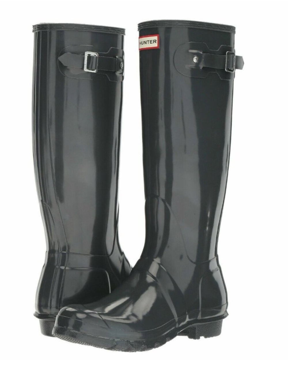 Hunter Original Tall Gloss Boots in Dark Slate Gray - 8 - Picture 2 of 11